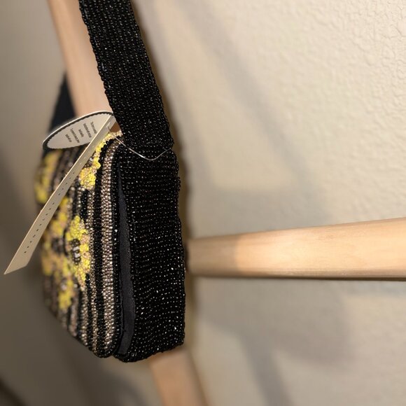 Viral NWT Handmade Beaded Sunflower Shoulder Bag Floral Beaded Purse Made in Ind - Picture 4 of 7